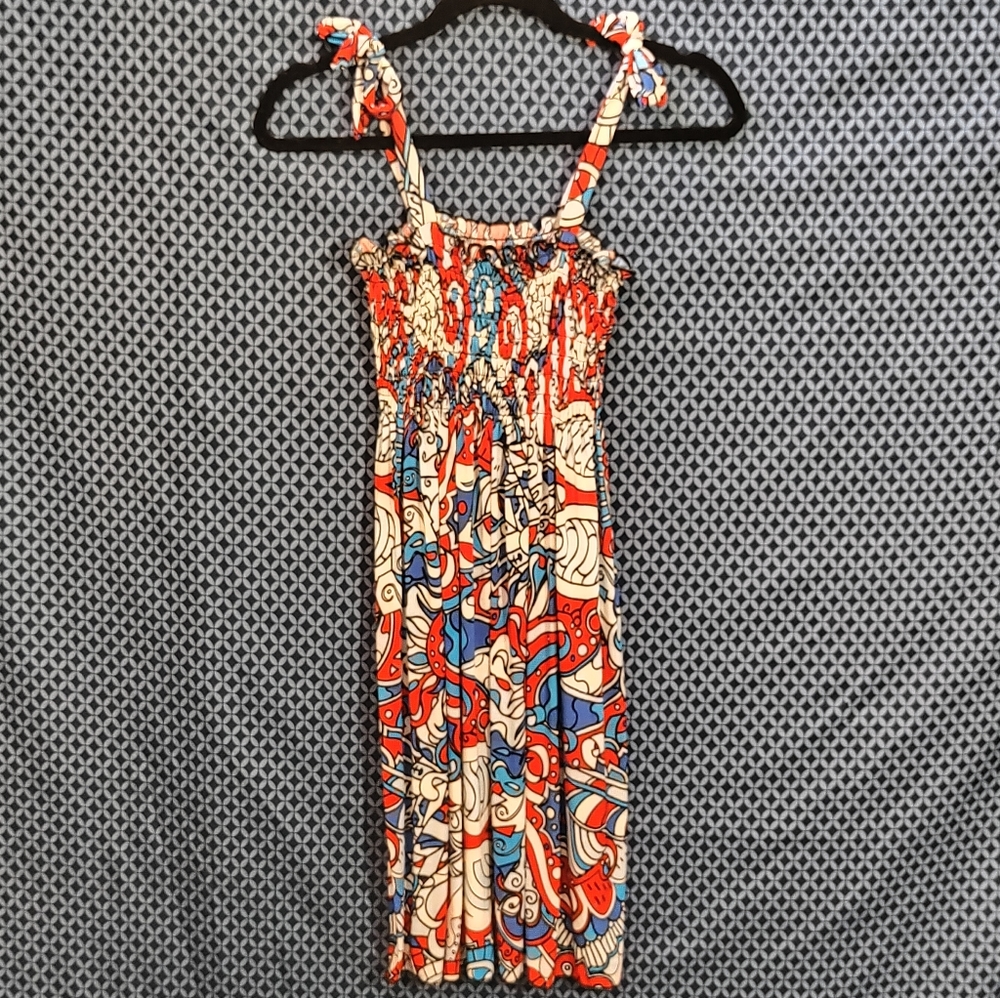 FC - Red, White and Blue sundress with fun abstract pattern. Size- M/L